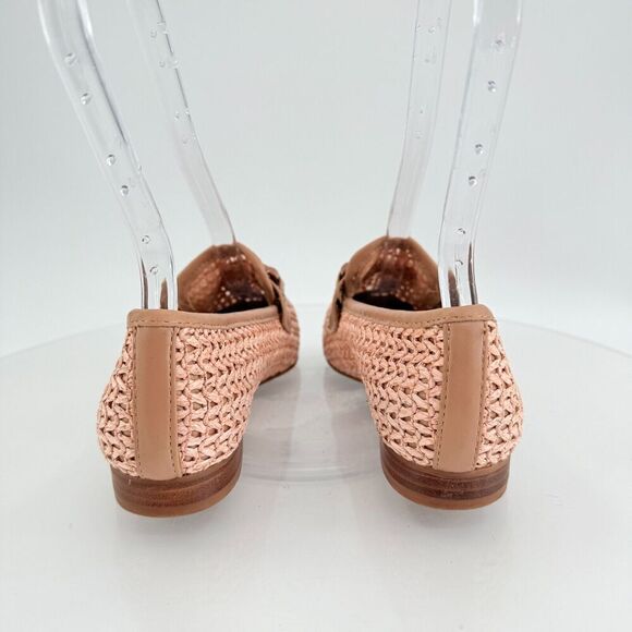 Steve Madden Womens Ryann Chain Loafers Beige Pink Rafia Square Toe Size 7 - Picture 4 of 13